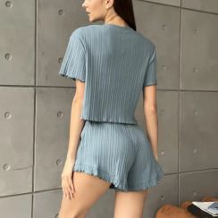 2 Sets Summer Comfortable Ribbed Short Pajamas