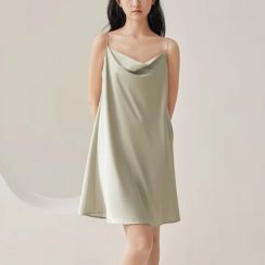 2 Pcs Ice Silk High End Sexy Mid Length Loose Fitting Camisole Nightgown