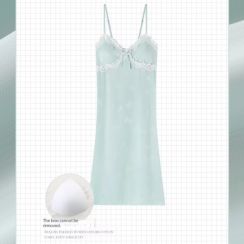 2 Pcs Womens Summer Sleeveless Nightdress With Breast Pad