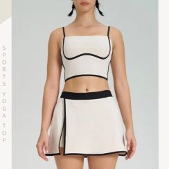 2 Sets Fake Two Piece Three Natural Anti Exposure Yoga Set