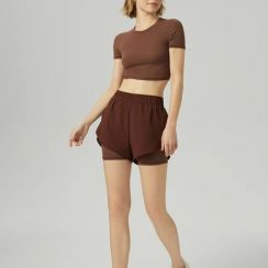 3 Sets Quickly Dry High Waisted Workout Activewear Running Gym Shorts Top Set